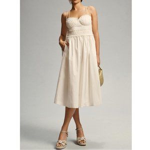 By Anthropologie Corset Midi Dress White - Medium